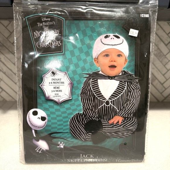 Disney Jack Skellington Infant Costume 3–6M Halloween 2pc Set NWT Nightmare Xmas - Picture 4 of 7
